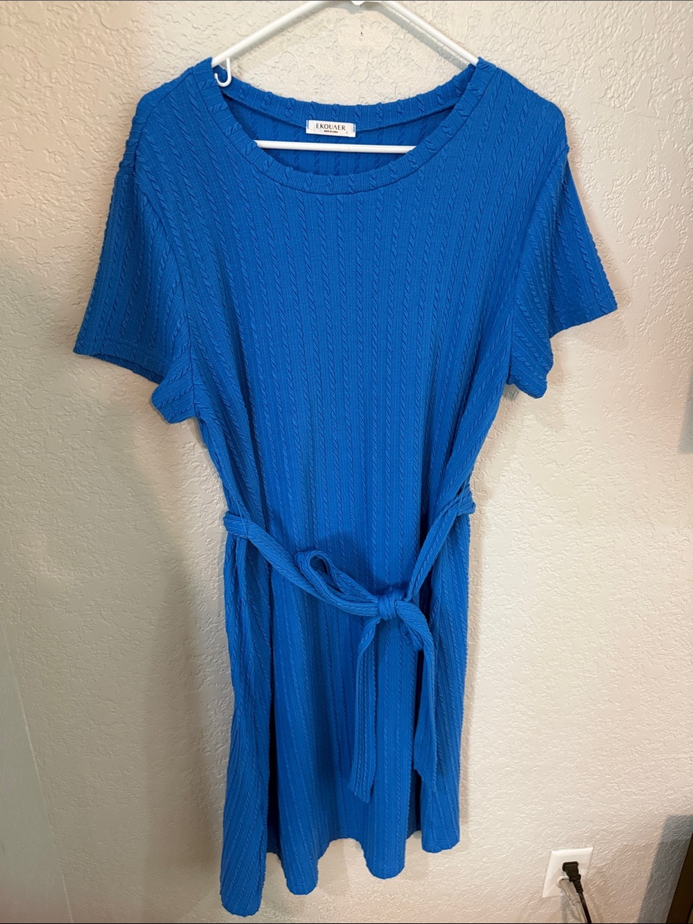 Ines & Co Electric Blue Short-Sleeve Tie-Waist Midi Dress